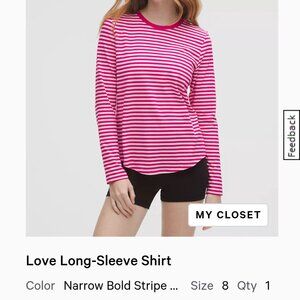 lululemon LOVE Long-Sleeve Shirt pink stripes like new